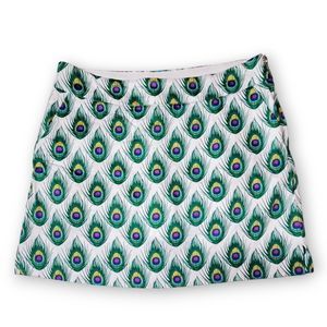 Haute Shot Golf Women's Skort Size 4  Zip Stunning Peacock Feather Print